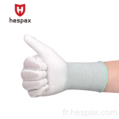 Gants de protection de la main en gros de HESPAX 13G Polyester PU